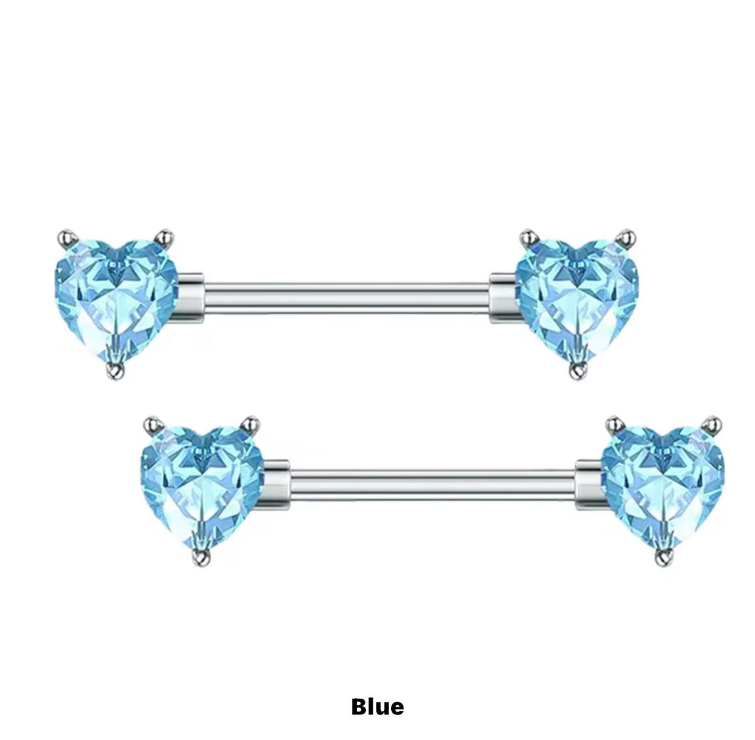 SkyBlue Heart Gem - Nipple Jewelry #057
