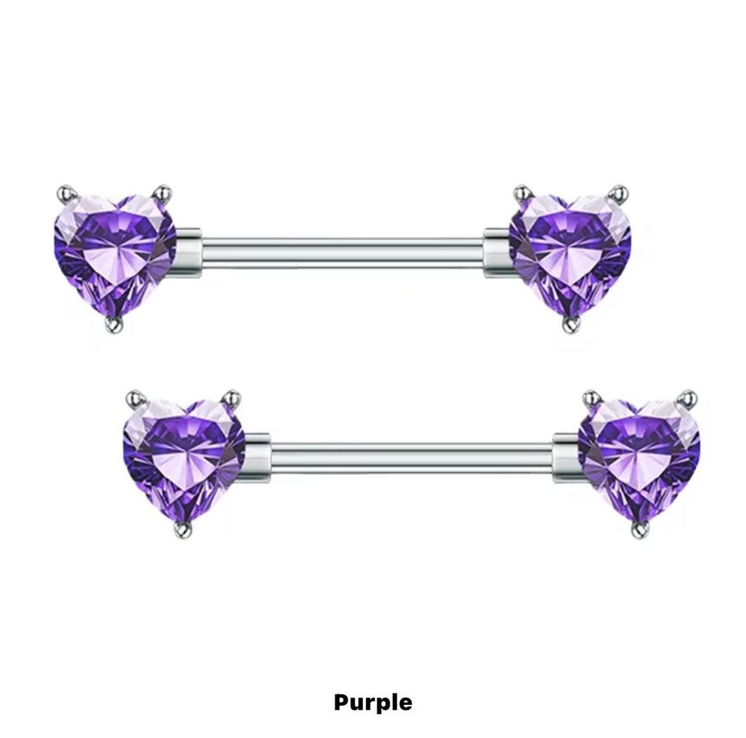 Purple Gem Heart - Nipple Jewelry #023