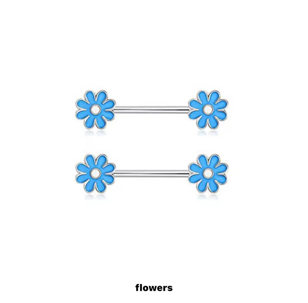 SkyBlue Daisy Gem - Nipple Jewelry #055