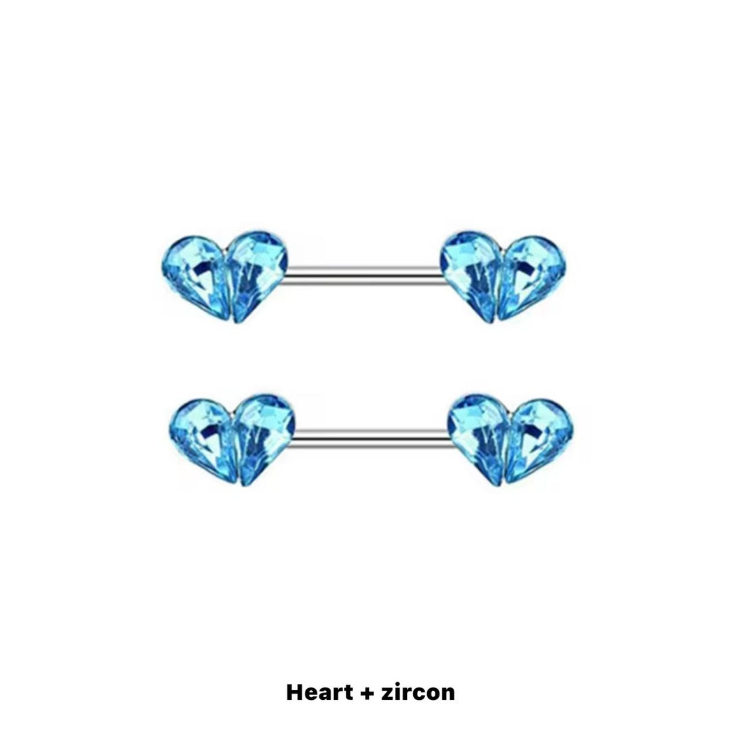 SkyBlue Heart Gem - Nipple Jewelry #053