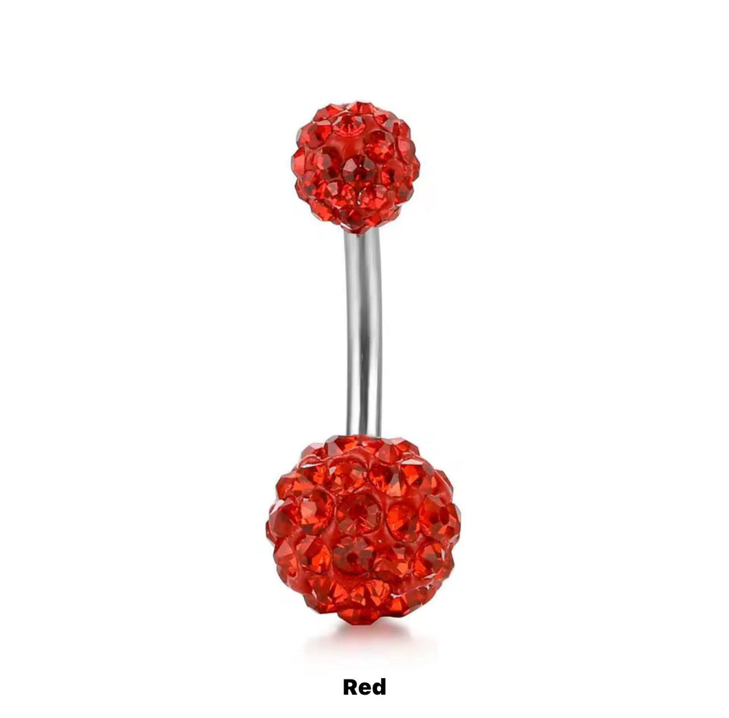 Red - Crystal Disco Ball Navel Ring #009