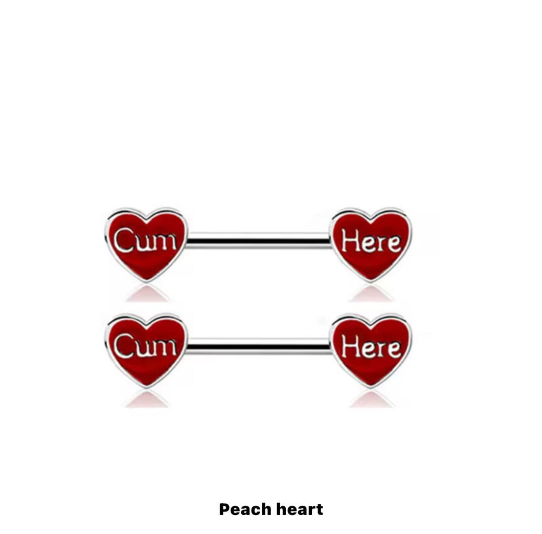 Red Gem “Cum Here” - Nipple Jewelry #019