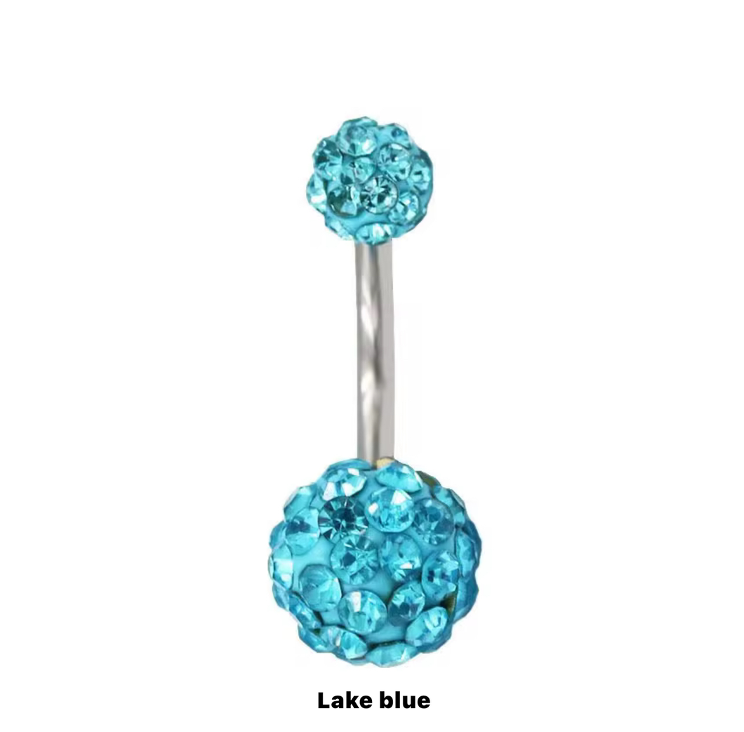 LakeBlue - Crystal Disco Ball Navel Ring #006