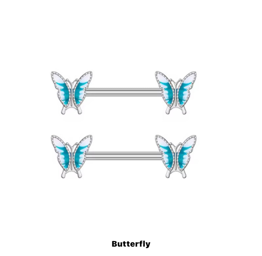 SkyBlue Butterfly Gem - Nipple Jewelry #056