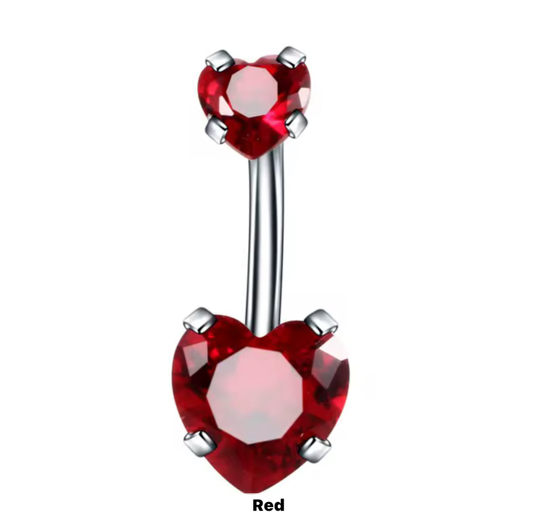 Red - Heart Shape Navel Ring #024