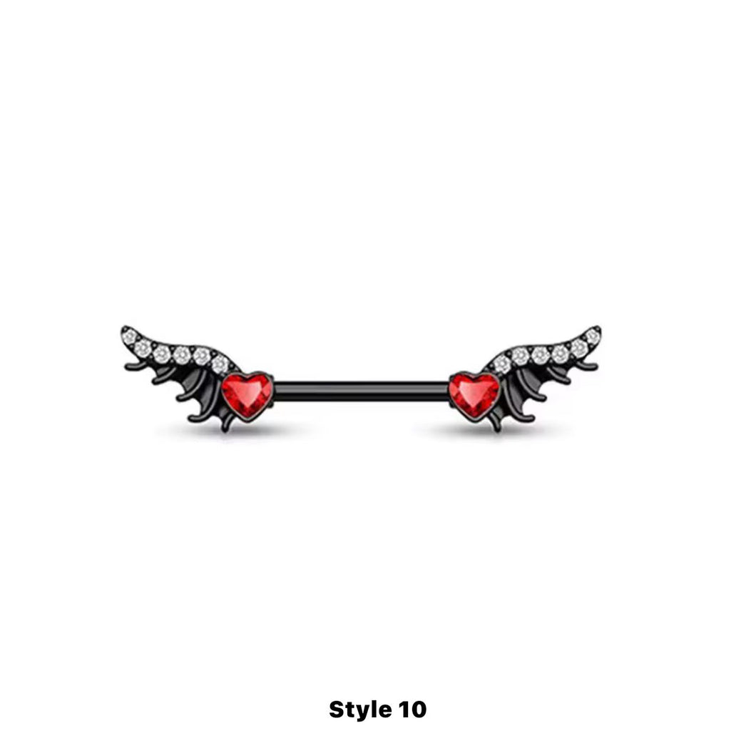 Black-RedGem - Nipple Jewelry #030