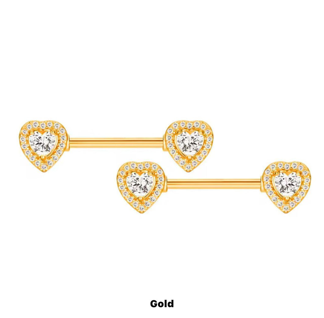 Gold Gem Heart - Nipple Jewelry #049