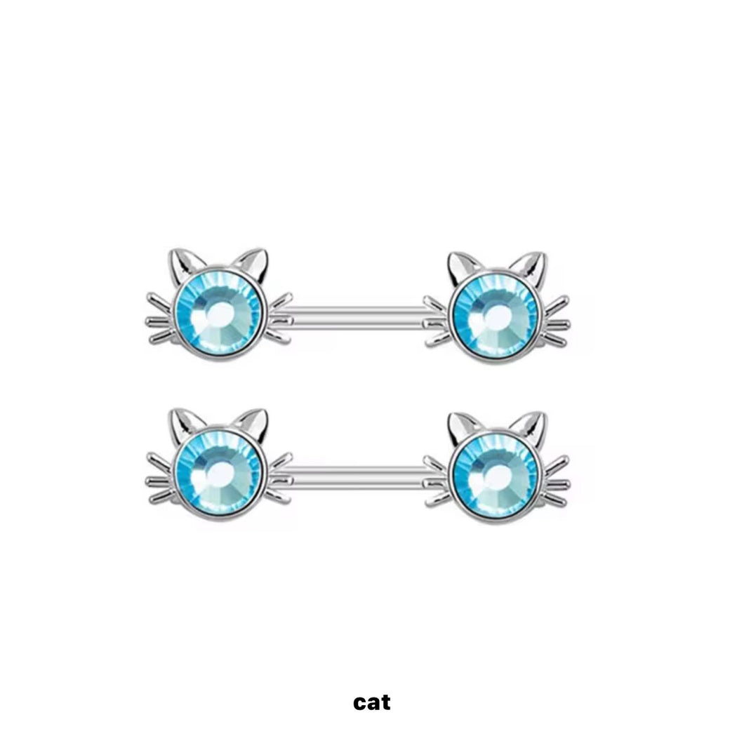 SkyBlue Kitty Gem - Nipple Jewelry #051