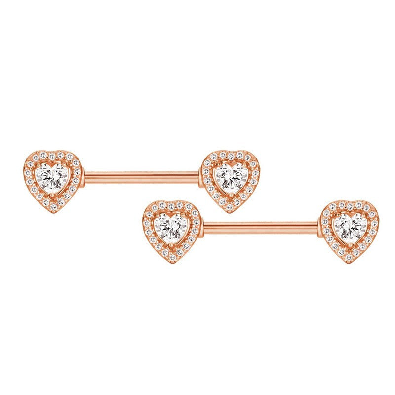 Rose Gold Heart Gem - Nipple Jewelry #063