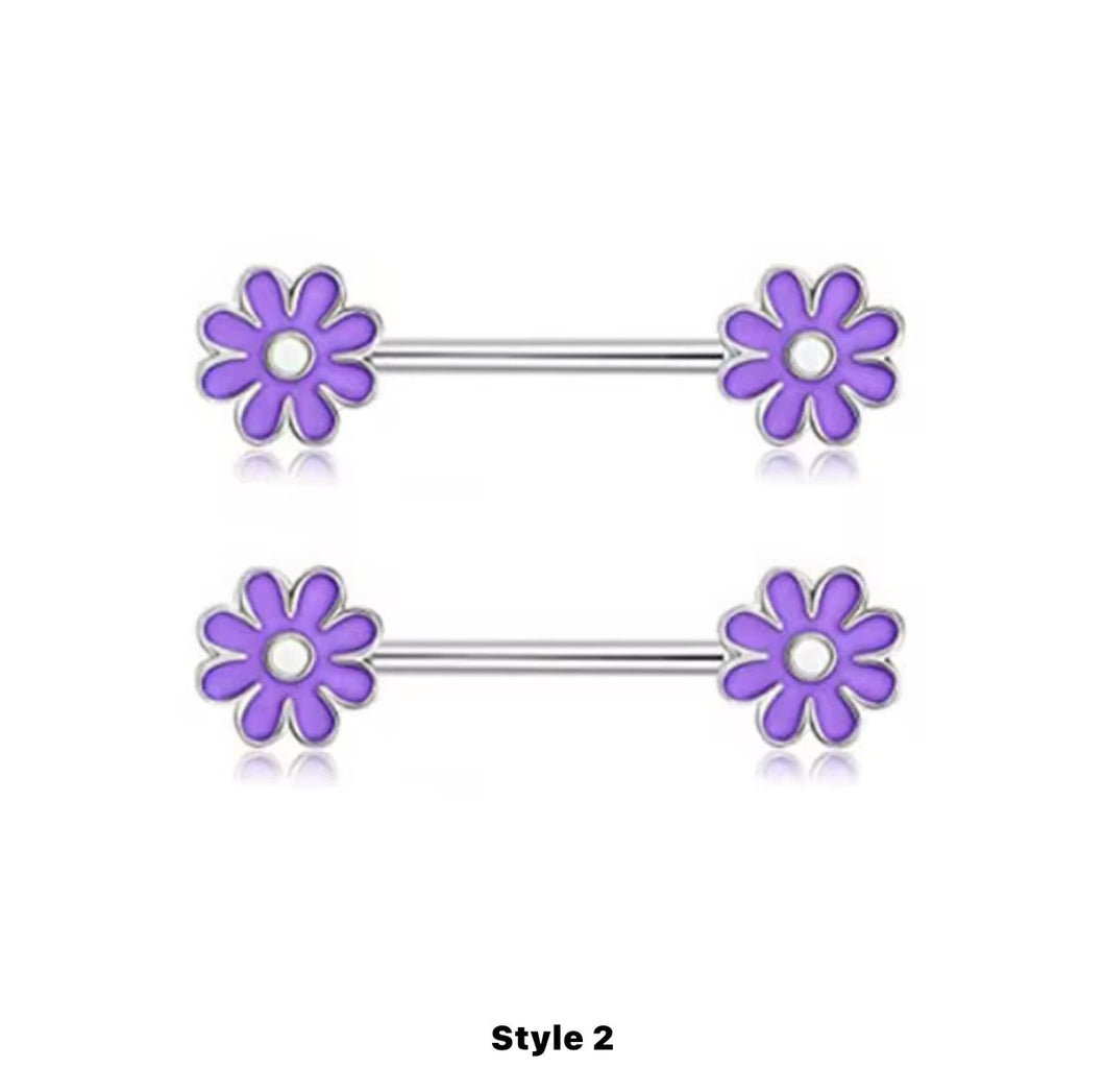 Purple Daisy Gem - Nipple Jewelry #024