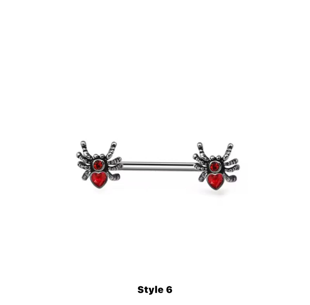 Black-RedGem - Nipple Jewelry #033
