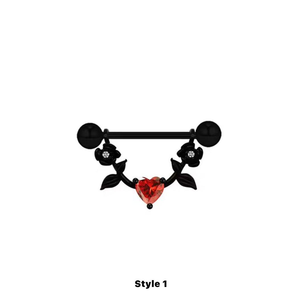Black-RedGem - Nipple Jewelry