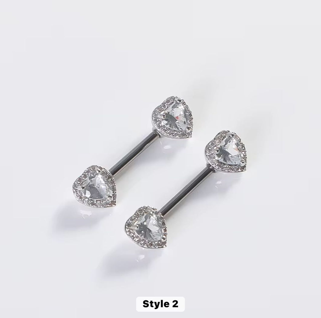 Silver Heart Gem - Nipple Jewelry #044