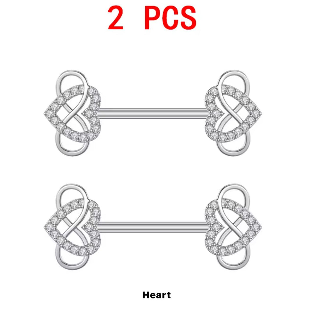 Silver Gem InfinityHeart - Nipple Jewelry #035