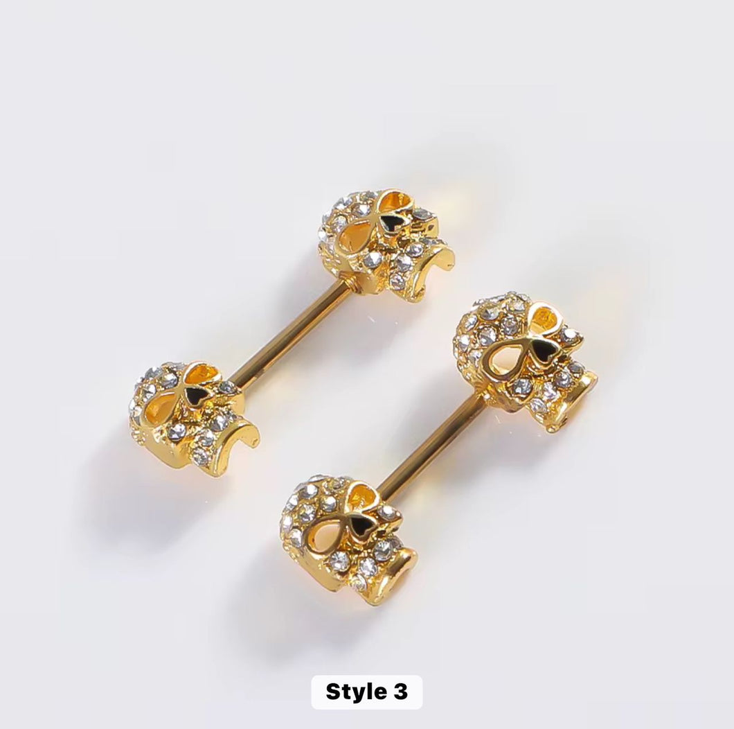 Gold Skull Gem - Nipple Jewelry #047