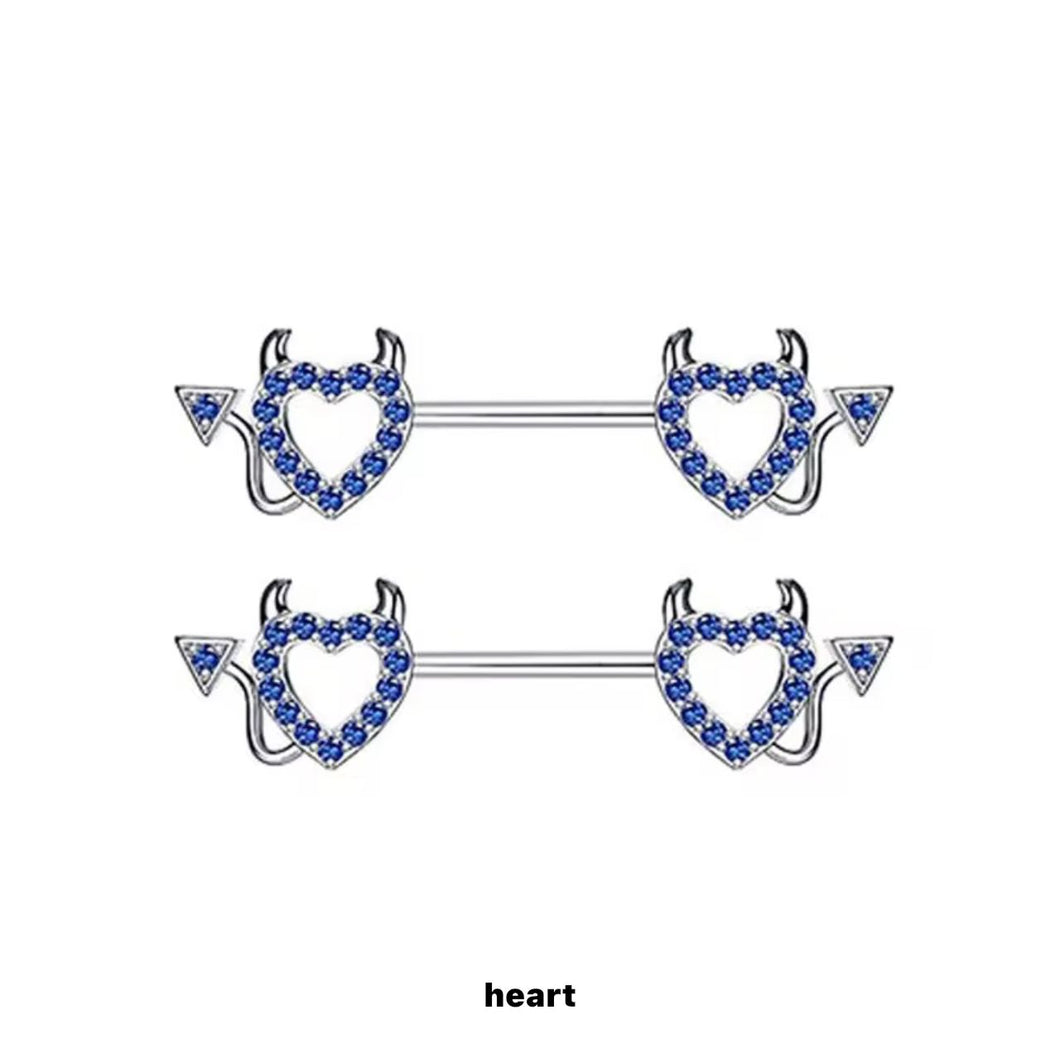 Blue Evil Heart - Nipple Jewelry #060