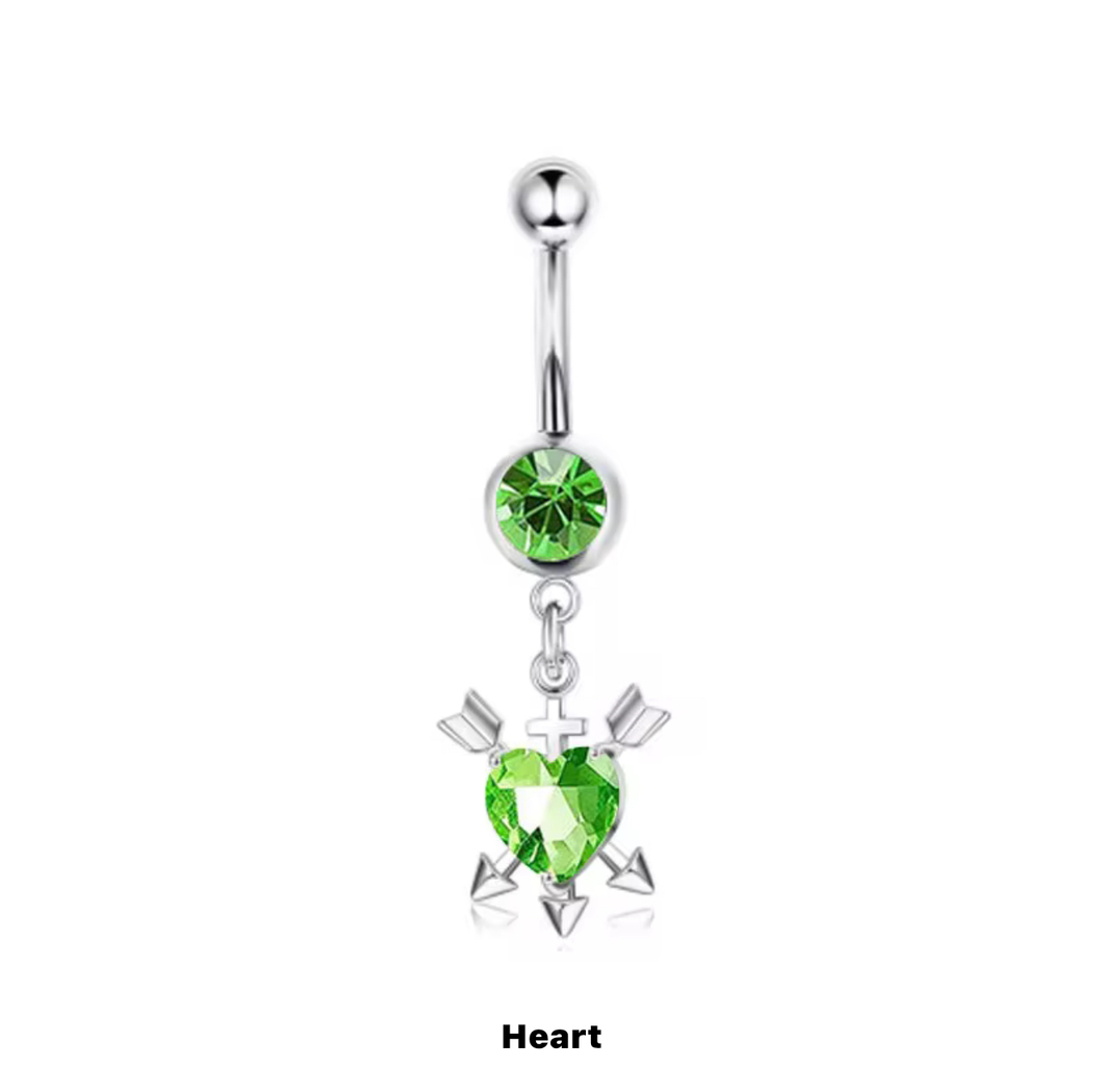 Green Heart Navel Ring #001