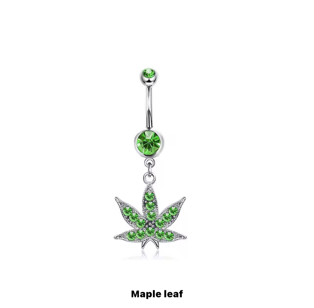 Weed Design Navel Ring #003