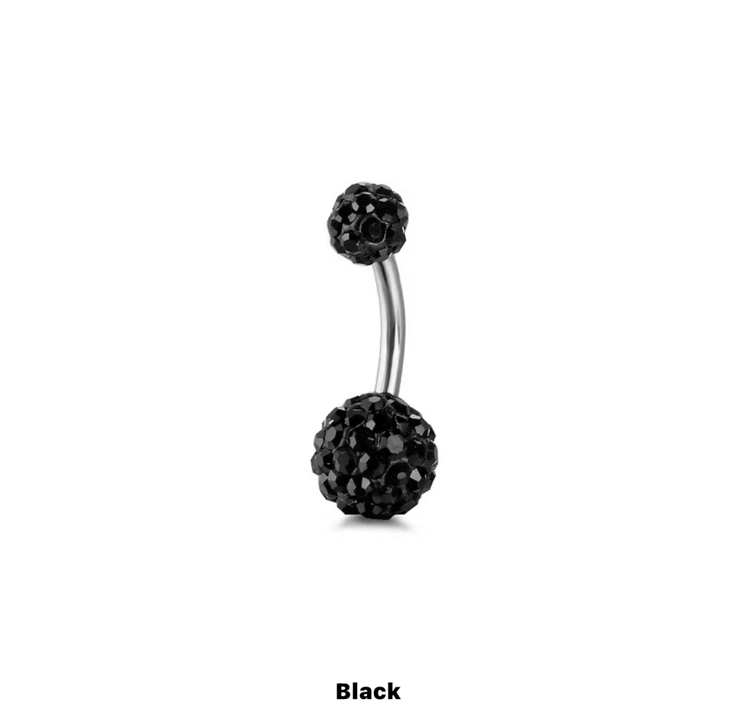 Black - Crystal Disco Ball Navel Ring #005