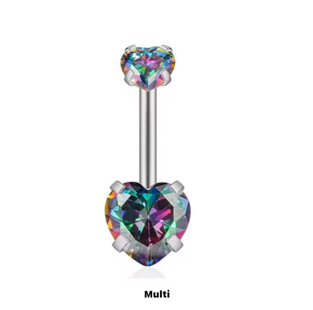 Black Multicolor - Heart Shape Navel Ring #027