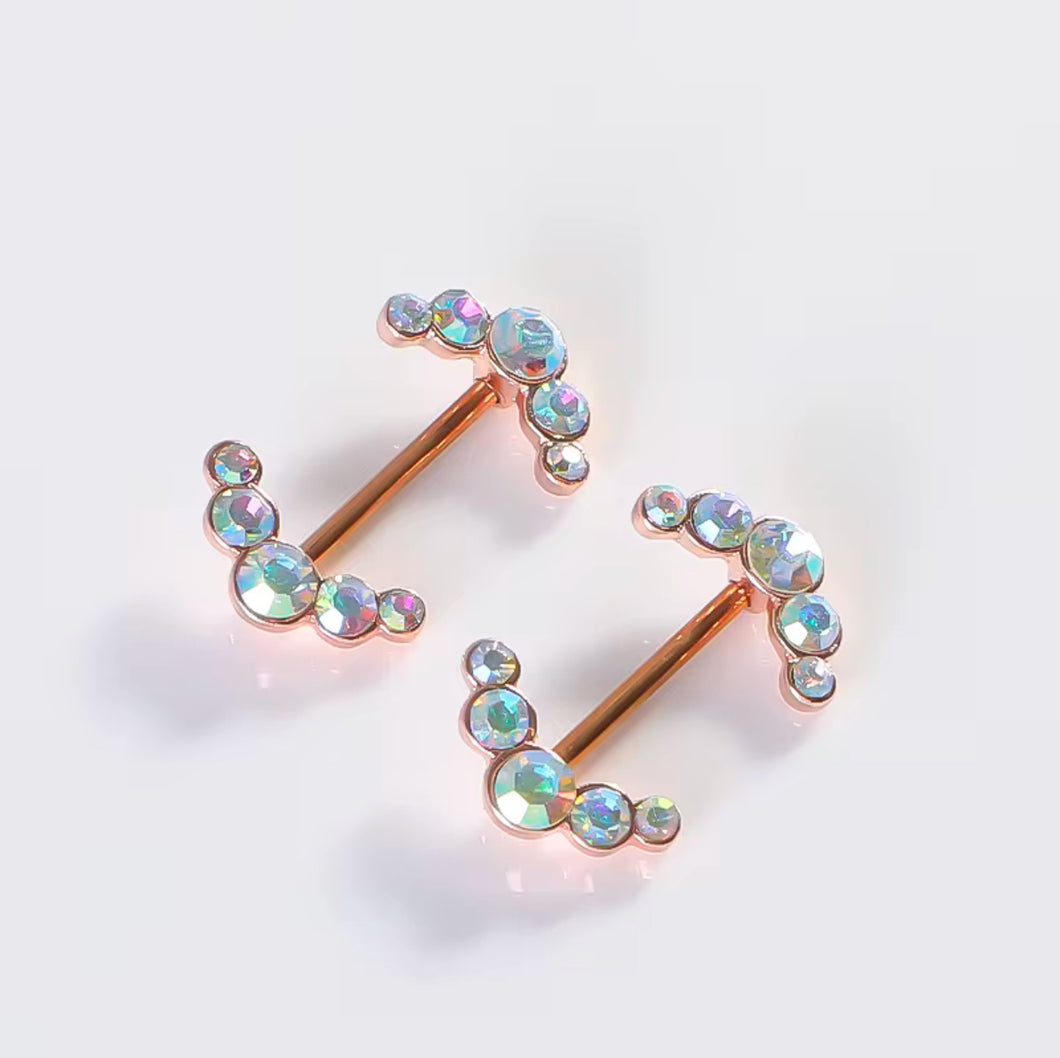 Iridescent Gold Gem- Nipple Jewelry #062