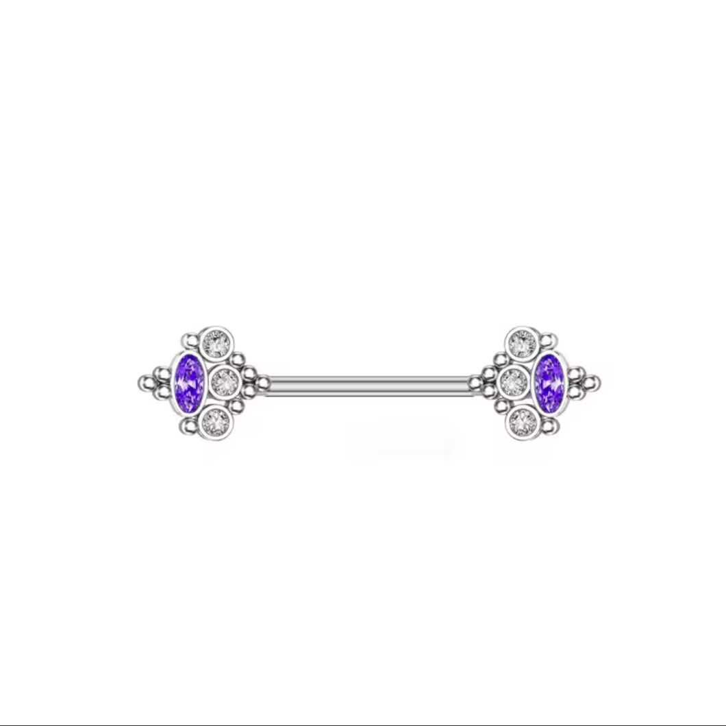 Silver/Purple Zircon - Nipple Jewelry #064