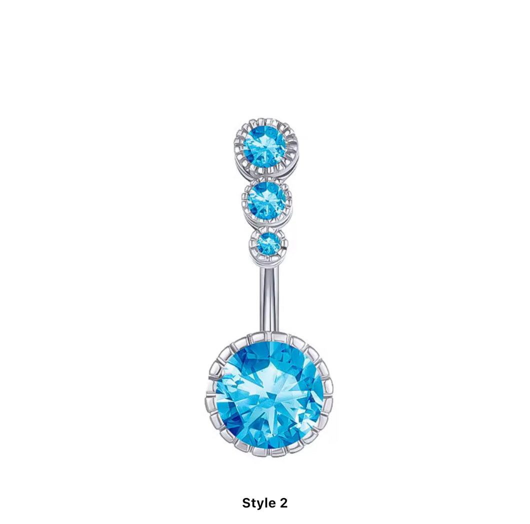 Lake Blue - Circle Shape W/ Silver Navel Jewelry #031