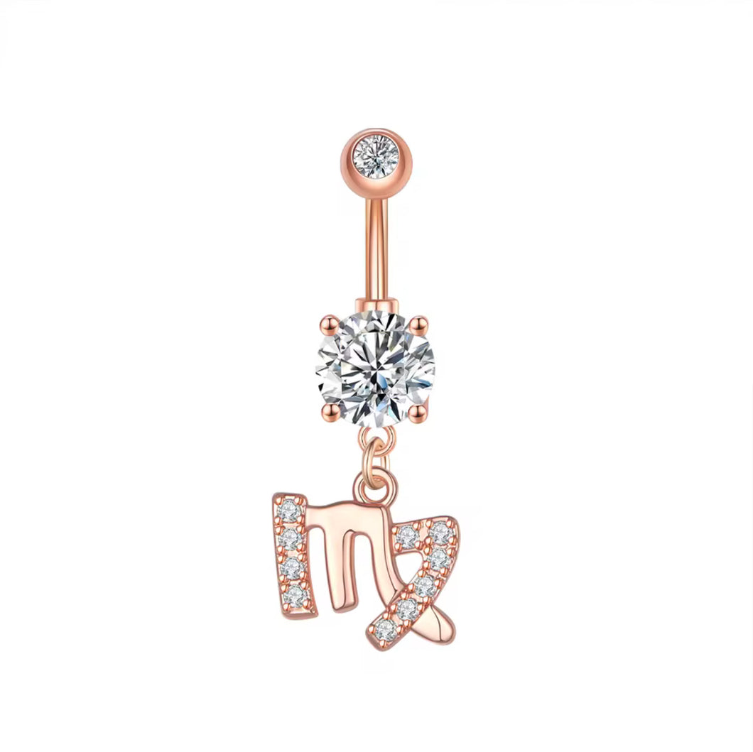 Rose Gold - Virgo Sign Navel Jewelry #037