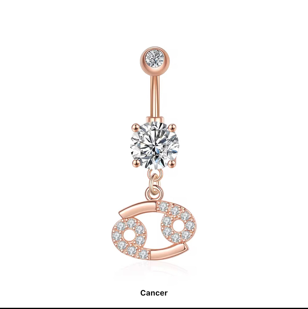 Rose Gold - Cancer Sign Navel Jewelry #047