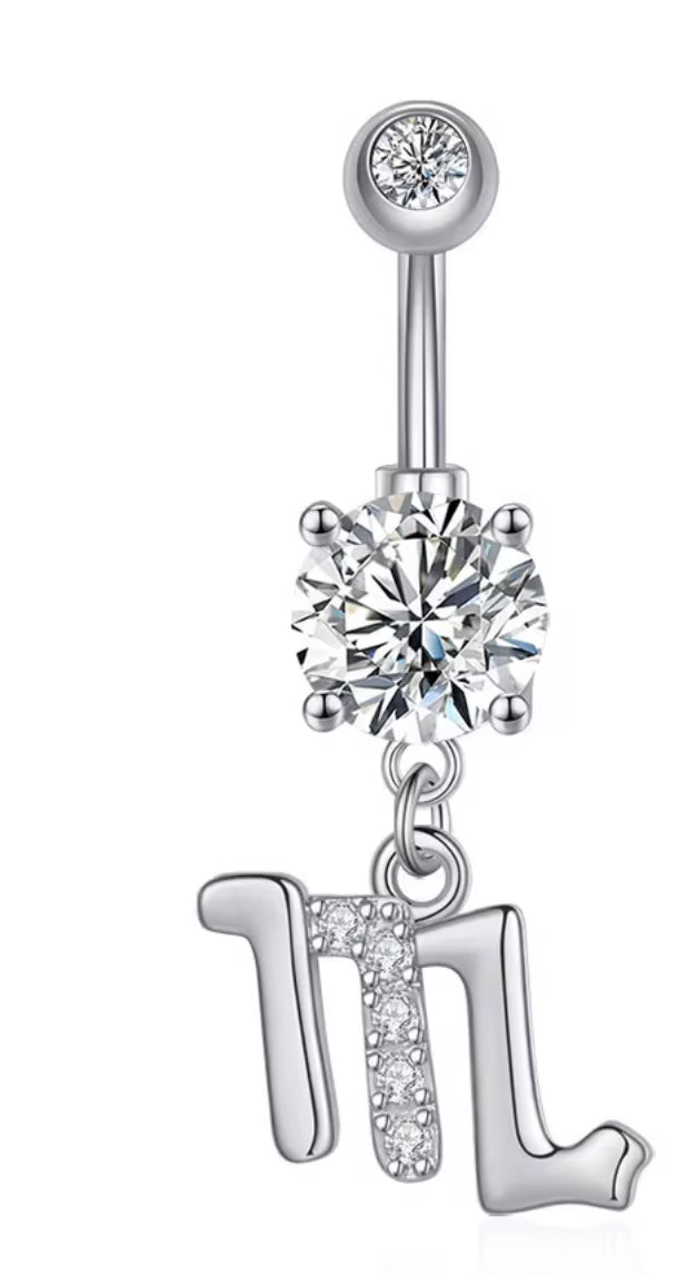 Silver - Scorpio Sign Navel Jewelry #048