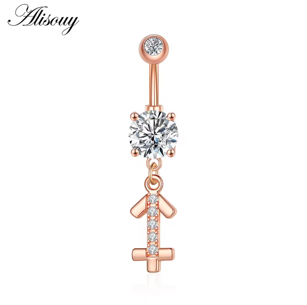 Rose Gold - Sagittarius Sign Navel Jewelry #040