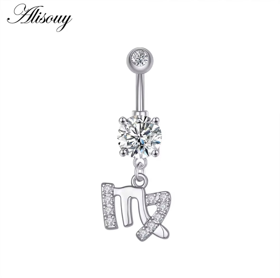 Silver - Virgo Sign Navel Jewelry #046