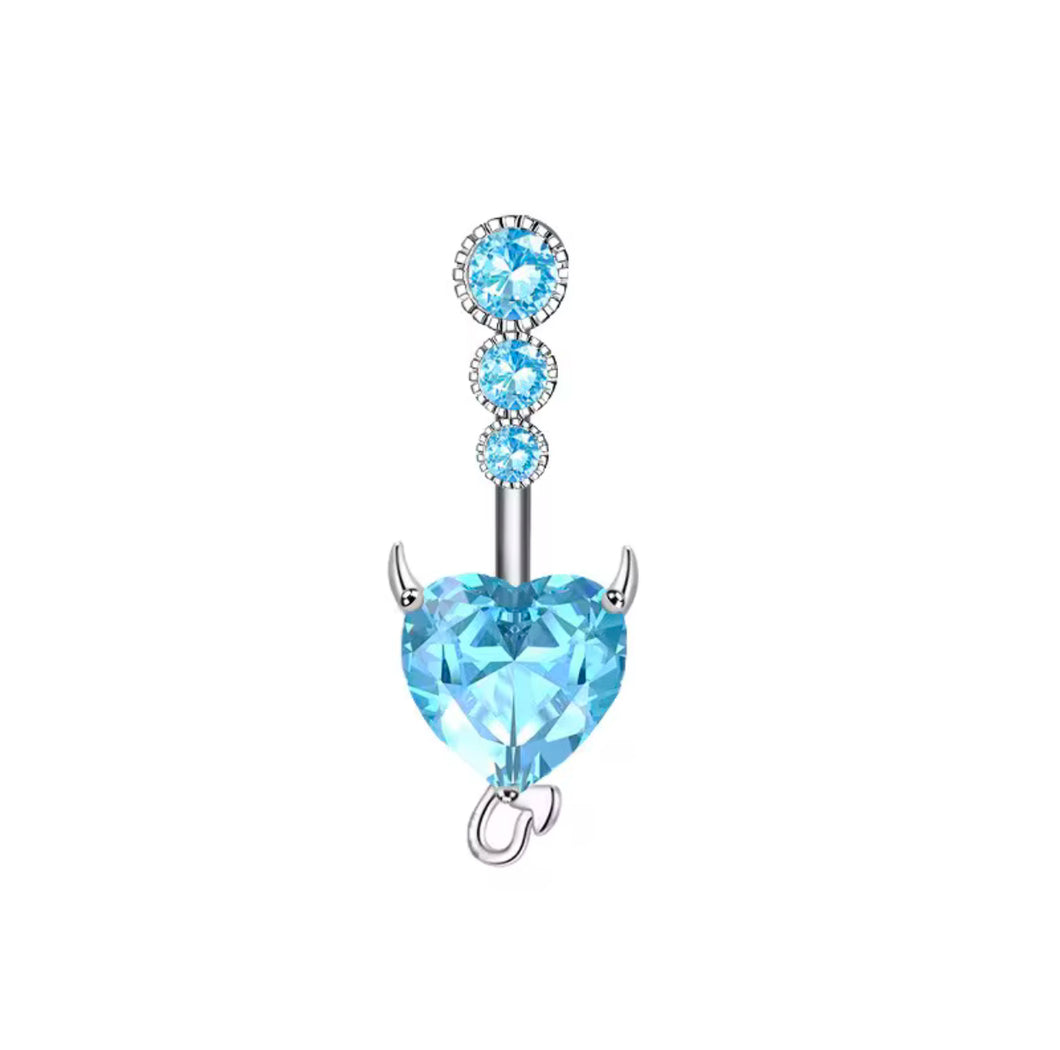 Lake Blue - Heart Shape W/ Designs Navel Jewelry  #055
