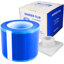Load image into Gallery viewer, Barrier Film Roll Tape Blue 4&quot; x 6&quot; 1200 Sheets for Dental, Tattoo and Makeup Microblading, with Dispenser Box (600ft)
